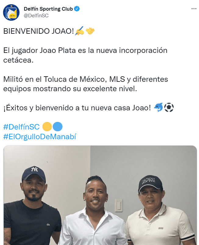 Delfin se refuerza con Joao Plata