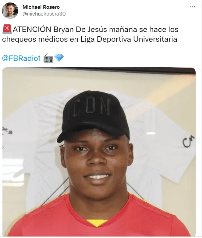 Bryan de Jesús estaría muy cerca de Liga de Quito