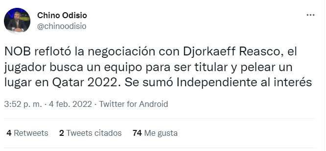 Djorkaeff Reasco en los planes de NOB