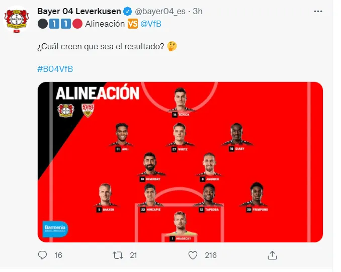 Piero Hincapié en la formación titular por la Bundesliga