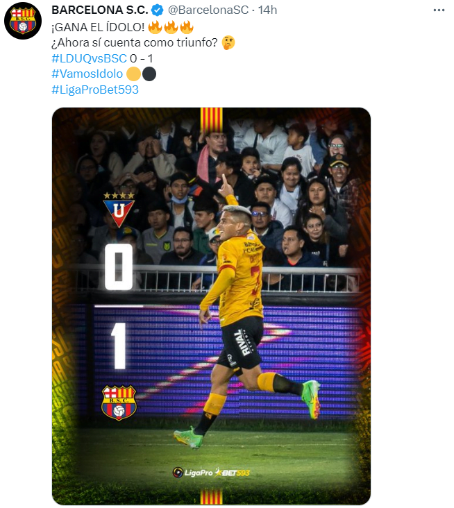 ERROR VIRAL: Liga de Quito publicó el resultado equivocado en su partido contra BSC