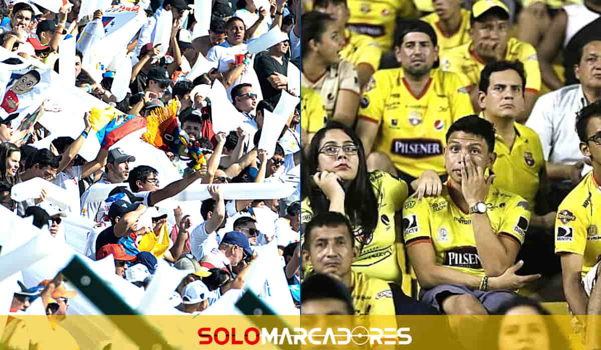 Los aficionados de LDU de Quito se lanzan con picardía contra Barcelona SC