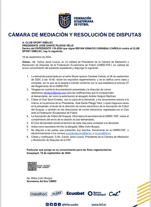 ¡Bryan Carabalí demanda a Emelec por $150 mil y desata una ola de reclamos!