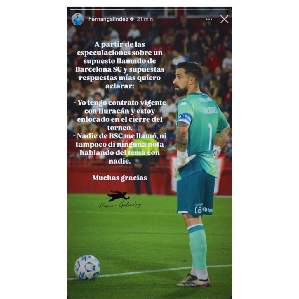 Hernán Galíndez rompe el silencio sobre los rumores de Barcelona SC
