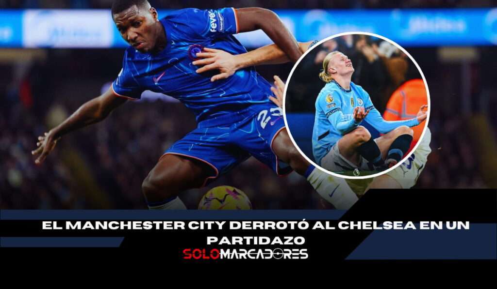 Erling Haaland le gana el duelo a Moisés Caicedo