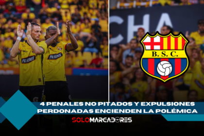 Barcelona SC reclama 4 penales y 2 rojas no sancionadas