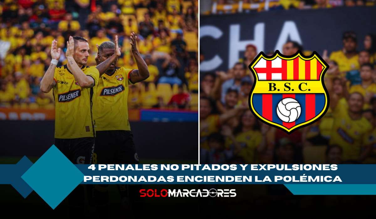 Barcelona SC reclama 4 penales y 2 rojas no sancionadas