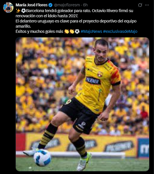 Barcelona SC asegura a su goleador: Octavio Rivero renueva hasta 2027