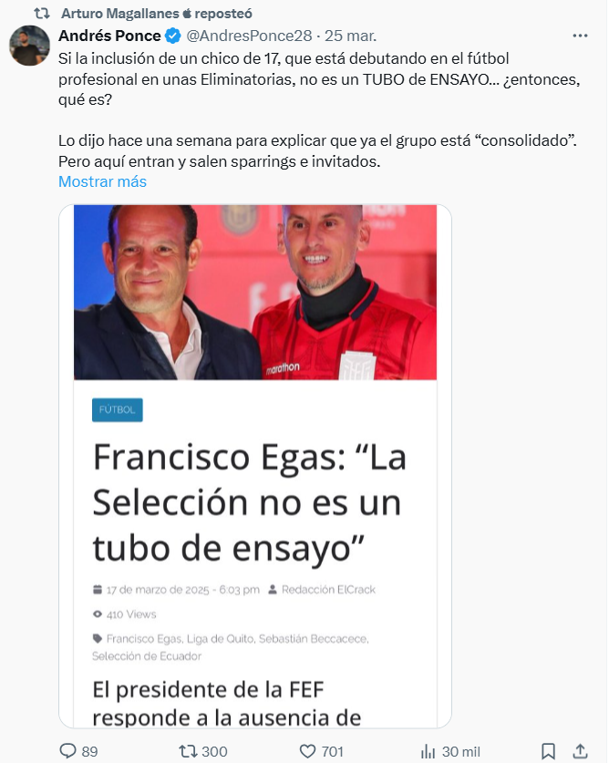 Francisco Egas quedó en evidencia tras la sorpresiva inclusión de Darwin Guagua en la Tri 2 Francisco Egas quedó en evidencia tras la sorpresiva inclusión de Darwin Guagua en la Tri