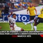 Barcelona SC cae ante Universitario y se complica en la Libertadores