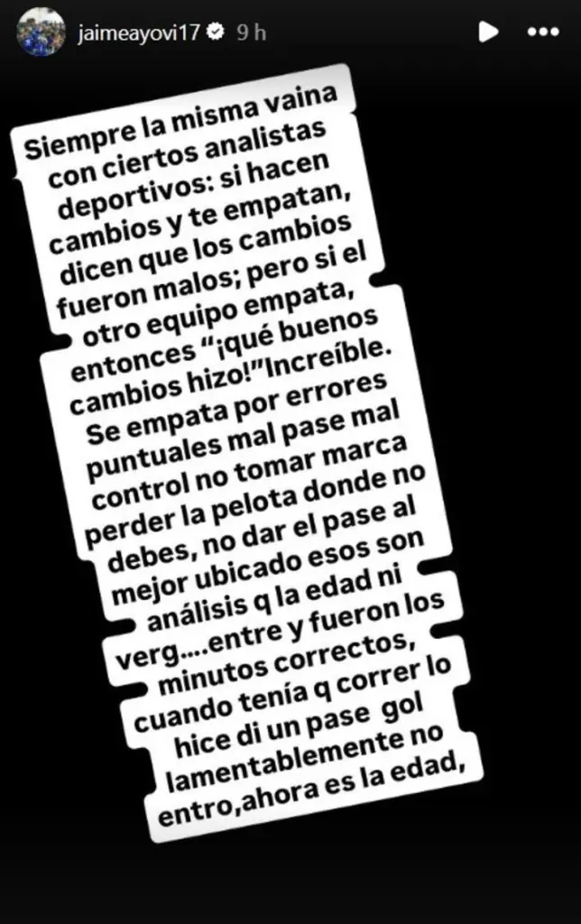Jaime Ayoví explotó contra la prensa tras el empate de Emelec: “Siempre la misma vaina con ciertos analistas” 2 Jaime Ayoví explotó contra la prensa tras el empate de Emelec: “Siempre la misma vaina con ciertos analistas”