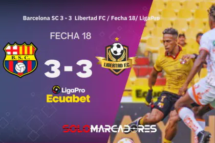 Libertad FC le arranca un empate milagroso a Barcelona SC en el último minuto