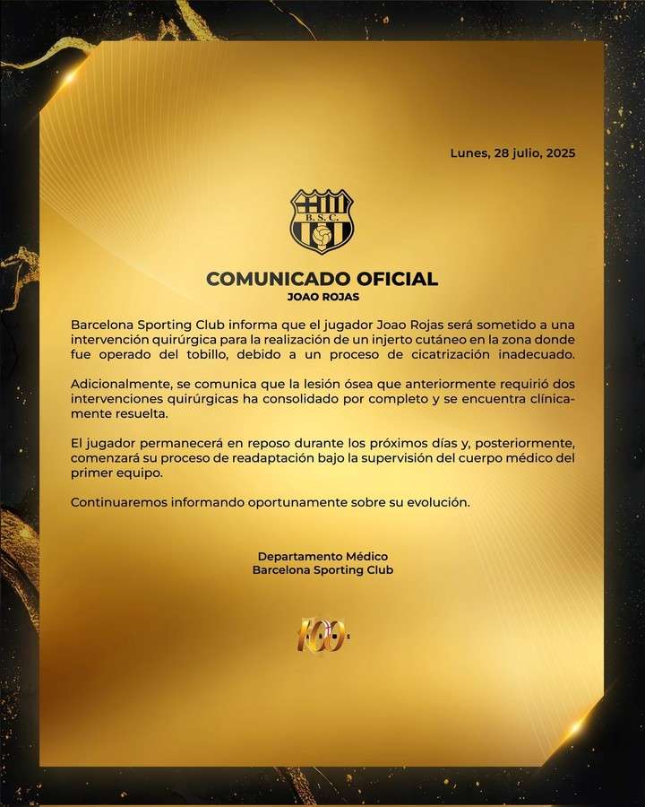 Joao Rojas será operado otra vez