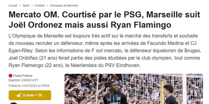 Francia habla de Joel Ordóñez: ¿será nuevo refuerzo del Olympique de Marsella? 2 Francia habla de Joel Ordóñez