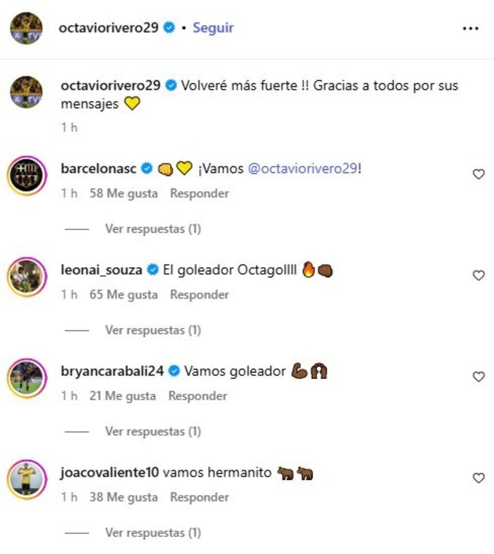 Tras el susto en cancha, Octavio Rivero habló y tranquilizó a todo Barcelona 2 Tras el susto en cancha, Octavio Rivero habló y tranquilizó a todo Barcelona