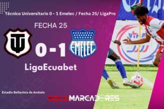 Emelec no afloja: con Duró en el banquillo venció a Técnico Universitario y quedó a un paso del Hexagonal
