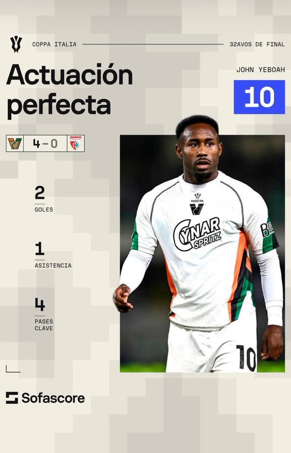 John Yeboah ilumina el debut del Venezia