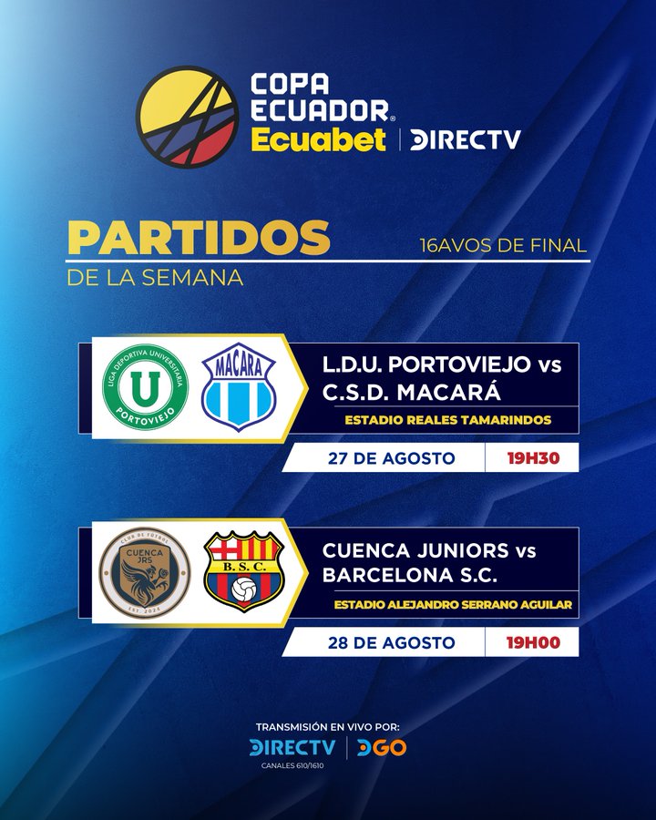 Copa Ecuador: TV abierta para Cuenca Juniors vs Barcelona SC 3 TV abierta para Cuenca Jrs. vs Barcelona