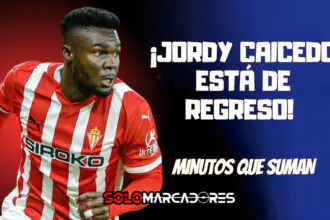 Regreso a la cancha: Jordy Caicedo volvió a sumar minutos con el Sporting Gijón