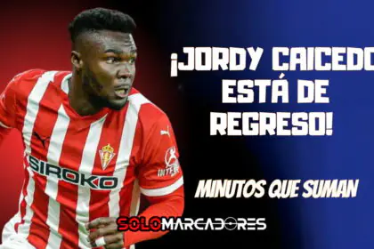 Regreso a la cancha: Jordy Caicedo volvió a sumar minutos con el Sporting Gijón
