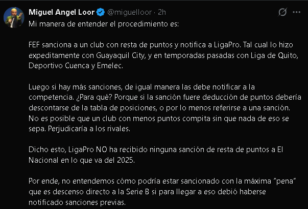 La postura de Miguel Ángel Loor sobre la situación de El Nacional