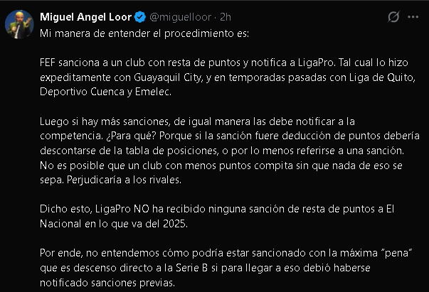 La postura de Miguel Ángel Loor sobre la situación de El Nacional
