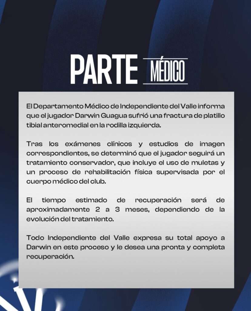 Darwin Guagua se pierde el resto del año con IDV 23 Darwin Guagua se pierde el resto del año con IDV
