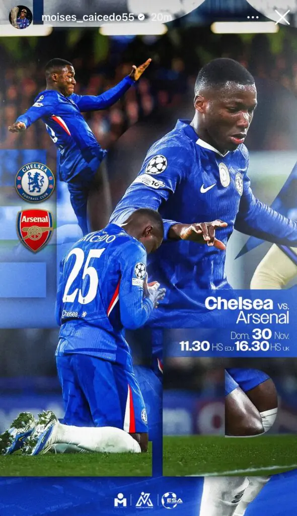 Duelo histórico en Londres: Moisés Caicedo se confiesa antes de enfrentar al Arsenal de Hincapié