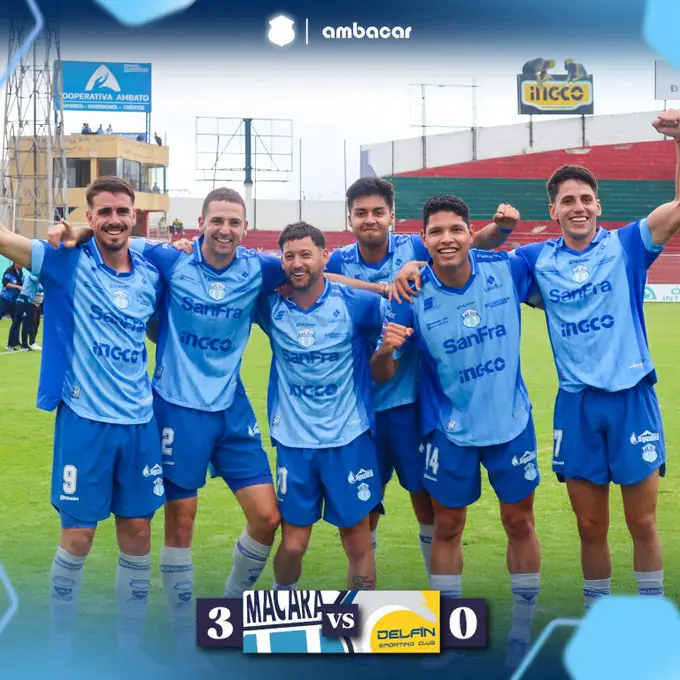 Macará goleó a Delfín en el Bellavista