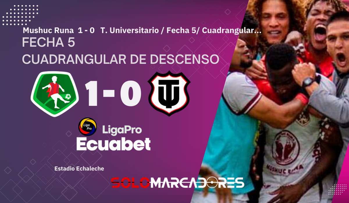 Mushuc Runa vence a Técnico Universitario: El descenso se define en la última fecha