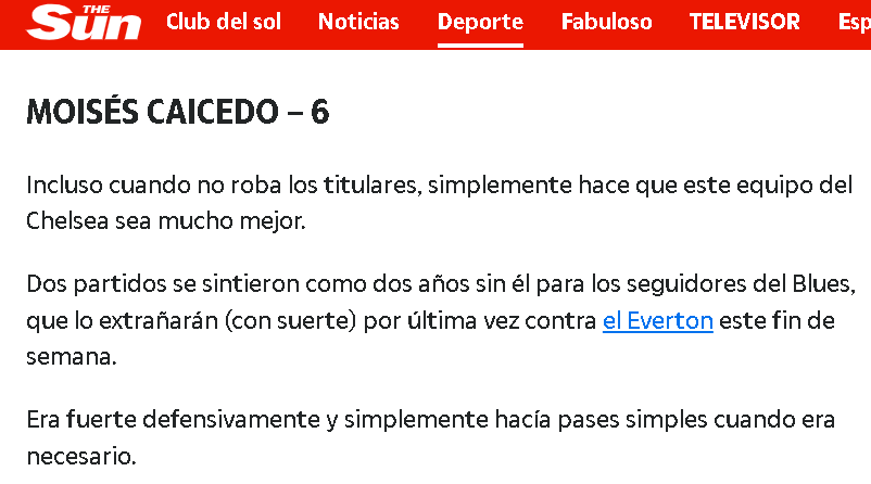 ¿Qué puntaje le dieron a Moisés Caicedo tras la derrota del Chelsea vs Atalanta?