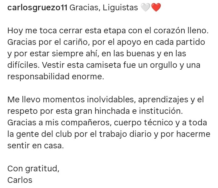 Carlos Gruezo se despide de LDU y apunta a la Liga MX