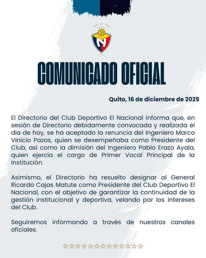 El Nacional desciende a la Serie B y Marco Pazos renuncia