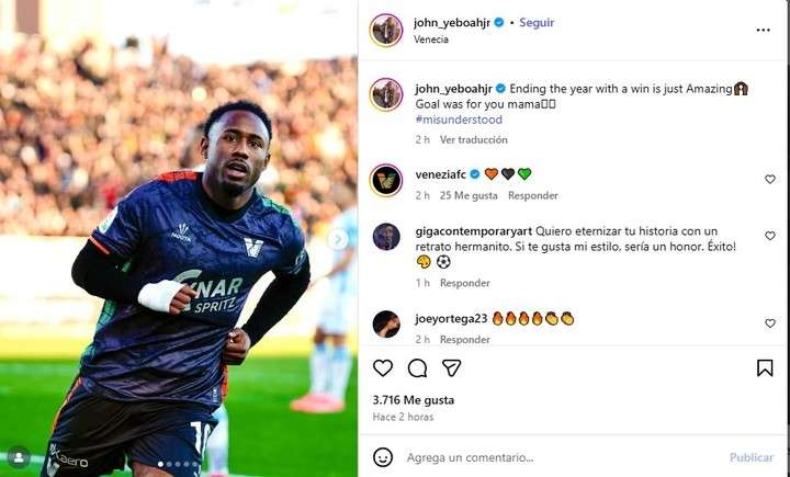 John Yeboah cierra el año con gol, triunfo y una  dedicatoria