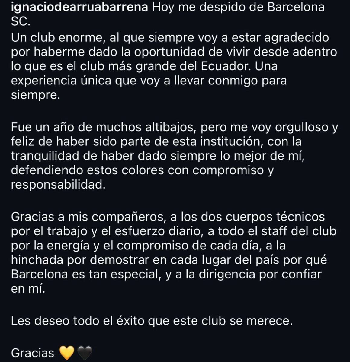 Ignacio de Arruabarrena deja Barcelona SC: Deuda, rescisión y despedida