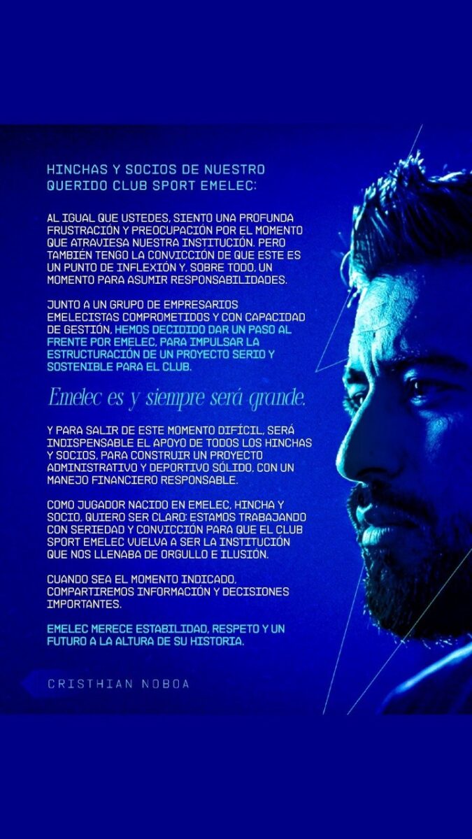 Cristhian Noboa confirma su candidatura política en Emelec ante crisis institucional 2 Cristhian Noboa confirma su candidatura política en Emelec ante crisis institucional