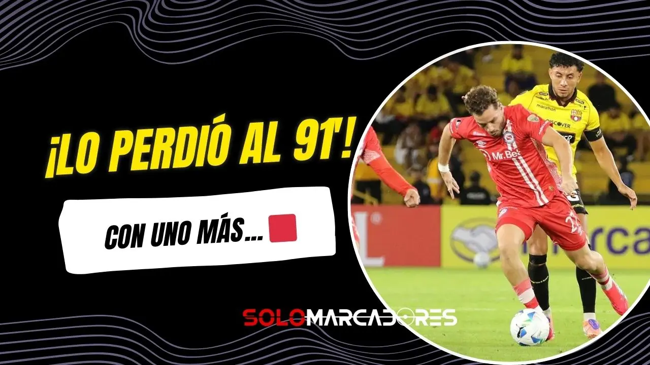 Joao Rojas encarando a la defensa de Argentinos Juniors en el debut de Barcelona SC por Copa Libertadores 2026.