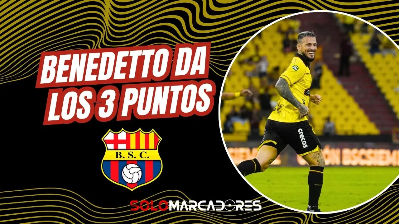 Darío Benedetto celebrando su primer gol con Barcelona SC vs Técnico Universitario en el Estadio Monumental.