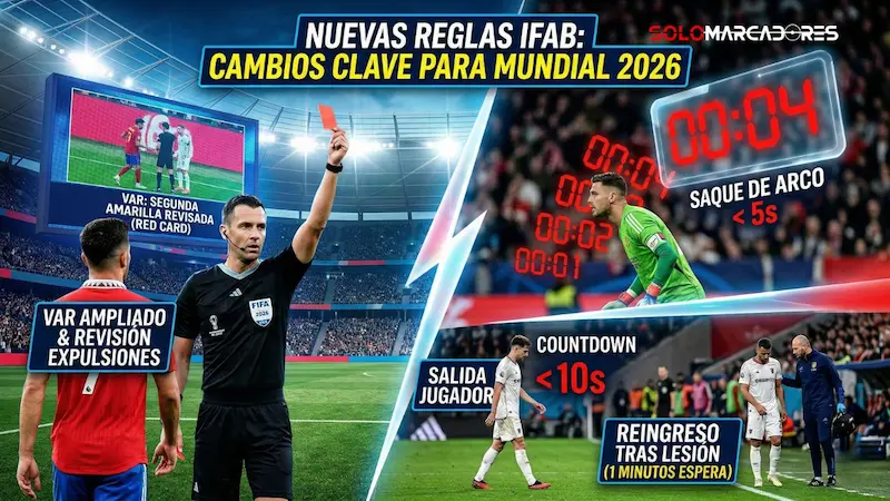 Nuevas reglas del fútbol para el Mundial 2026 aprobadas por IFAB: VAR en amarillas, castigos por demora y límites en cambios.