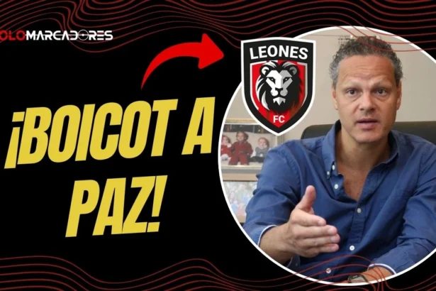 Escudo de Leones FC y Esteban Paz denunciando trabas en la FEF.