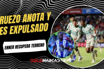 Carlos Gruezo anota un golazo y sale expulsado con Santos Laguna, mientras Enner Valencia suma minutos en la derrota de Pachuca en la Liga MX.