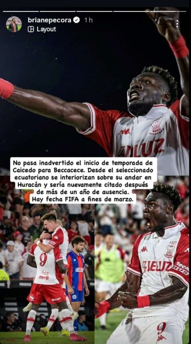 ¿Jordy Caicedo a la Selección? El plan de Beccacece para los amistosos de marzo 1 Jordy Caicedo festejos de gol con Huracán en Argentina