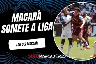 Jugadores de Liga de Quito y Macará, durante el partido por LigaPro, el 1 de marzo de 2026.