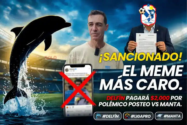 El Centro de Arbitraje sancionó a Delfín con una multa de 2,000 dólares tras la denuncia del Manta por publicaciones ofensivas en redes sociales.