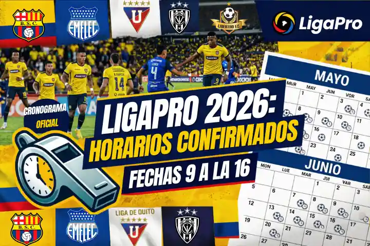El calendario de LigaPro está listo: así se jugará de la fecha 9 a la 16 1 LigaPro anunció los horarios oficiales de las fechas 9 a 16 para la temporada 2026. Revisa el calendario para planificar la logística de tu equipo.