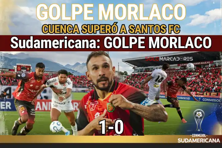 El rugido del Alejandro Serrano Aguilar: Deportivo Cuenca tumba al Santos FC 1 Deportivo Cuenca derrotó 1-0 a Santos FC con un autogol de Brazão en el debut del Grupo D de la Sudamericana.