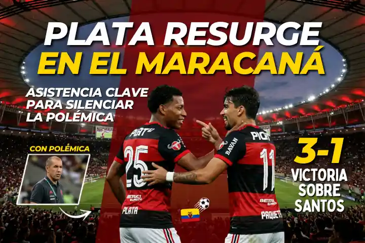 Gonzalo Plata volvió a jugar con Flamengo tras la polémica con Jardim. El ecuatoriano dio una asistencia a Paquetá en el 3-1 ante Santos.