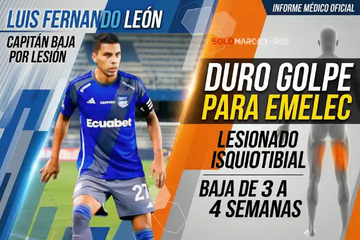Emelec confirma la baja de Luis Fernando León por lesión en el isquiotibial. Conoce el tiempo de recuperación y el diagnóstico médico oficial aquí.
