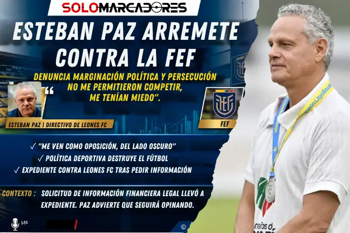 Esteban Paz denuncia persecución de la FEF y expedientes contra Leones FC. "La política deportiva está destruyendo nuestro fútbol", afirmó el dirigente.