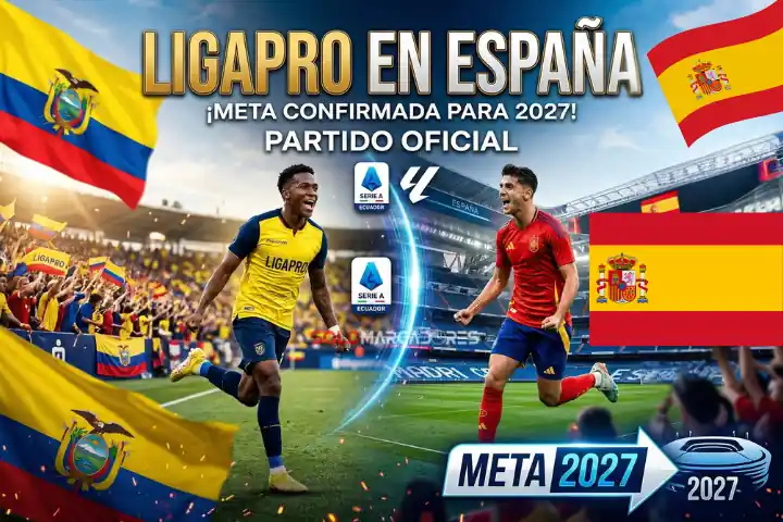 Miguel Ángel Loor revela el plan de llevar un partido oficial de la LigaPro a España en 2027. Conoce los detalles de esta estrategia de expansión.